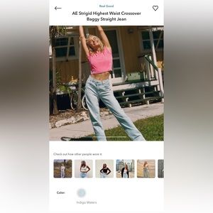 American Eagle Strigid Highest Waist Crossover Baggy Straight Jeans